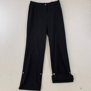 Zenergy by Chico's Women's Roll Tab Ankle Pants Straight Leg Black Size 0 (S/4)